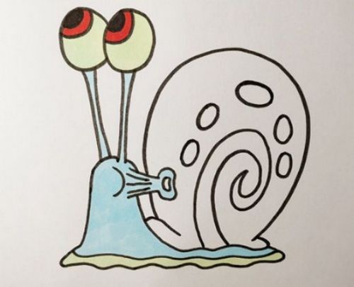 海绵宝宝小蜗简笔画怎么画 可爱带颜色小蜗简笔画步骤图解