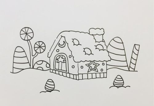 彩色手绘糖果屋简笔画画法 简单糖果屋简笔画怎么画