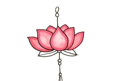 简单又好看莲花简笔画怎么画 带颜色莲花简笔画步骤