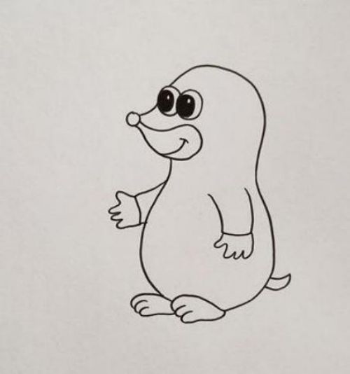 可爱小鼹鼠简笔画怎么画 带涂色小鼹鼠简笔画步骤教程