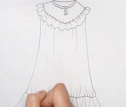 少女连衣裙简笔画怎么画 夏天彩色连衣裙简笔画步骤