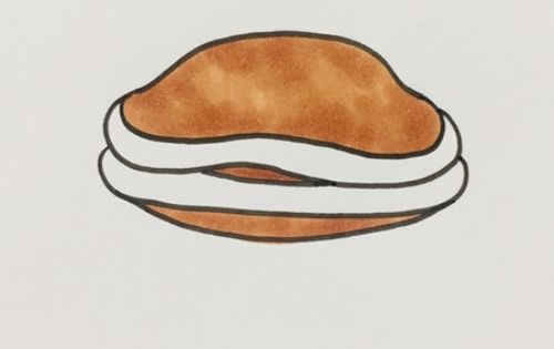 带颜色铜锣烧简笔画怎么画 哆啦A梦彩色铜锣烧简笔画步骤