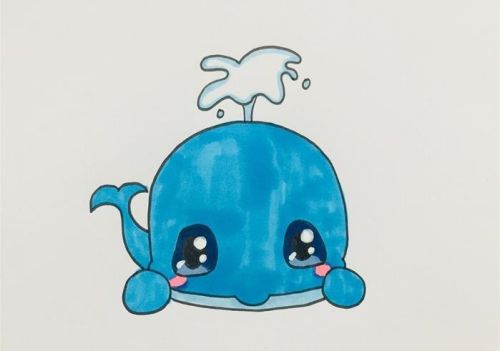 可爱蓝鲸简笔画怎么画 幼儿蓝鲸带颜色简笔画画法教程