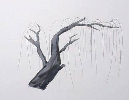 春天柳树简笔画怎么画 柳树简笔画图片彩色画法
