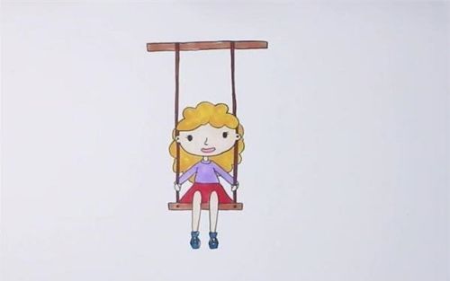 小女孩荡秋千简笔画怎么画 儿童荡秋千简笔画教程