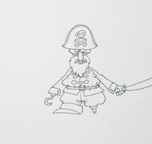 带骷髅头装饰的海盗简笔画怎么画 人物可爱海盗简笔画教程