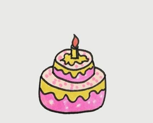 可爱生日蛋糕简笔画怎么画 简单生日蛋糕简笔画儿童画步骤