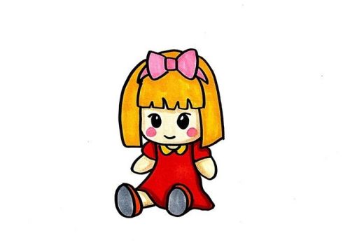 可爱洋娃娃简笔画一步一步教学 洋娃娃彩色简笔画怎么画