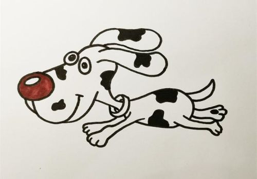 彩色斑点狗简笔画怎么画 可爱斑点狗简笔画步骤图