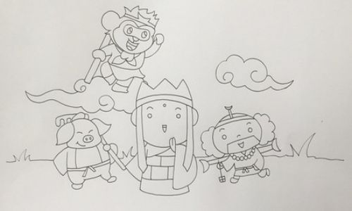 彩色西游记人物简笔画教程画法 四人西游记人物简笔画怎么画
