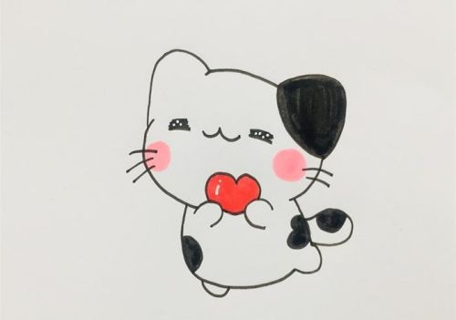 彩色可爱小猫简笔画一步一步教 呆萌小猫简笔画儿童画教程