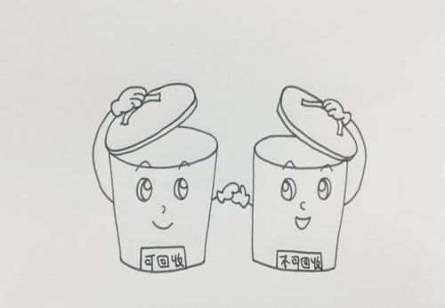 垃圾桶简笔画分类步骤教程 可爱垃圾桶简笔画怎么画