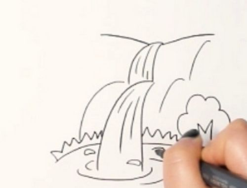 彩色瀑布简笔画儿童画怎么画 简单又漂亮瀑布简笔画教程步骤