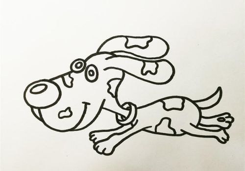 彩色斑点狗简笔画怎么画 可爱斑点狗简笔画步骤图