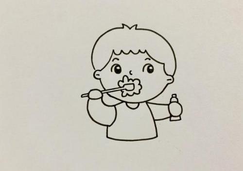 刷牙简笔画儿童画怎么画 男孩刷牙简笔画步骤