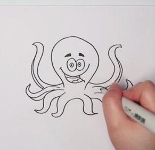 彩色章鱼怎么画 漂亮卡通章鱼简笔画步骤画法-素描自学网 彩色章鱼怎么画 漂亮卡通章鱼简笔画步骤画法