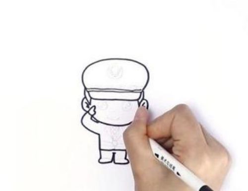涂颜色警察简笔画怎么画 简单又漂亮警察简笔画步骤