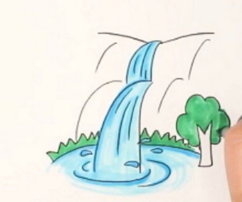 彩色瀑布简笔画儿童画怎么画 简单又漂亮瀑布简笔画教程步骤