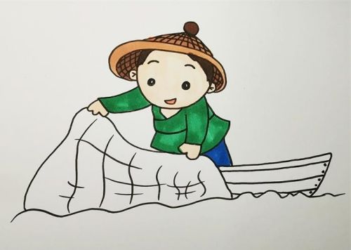 彩色可爱渔民简笔画步骤 简单渔民简笔画怎么画