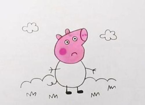 小猪佩奇简笔画步骤图 彩色小猪佩奇一家简笔画怎么画