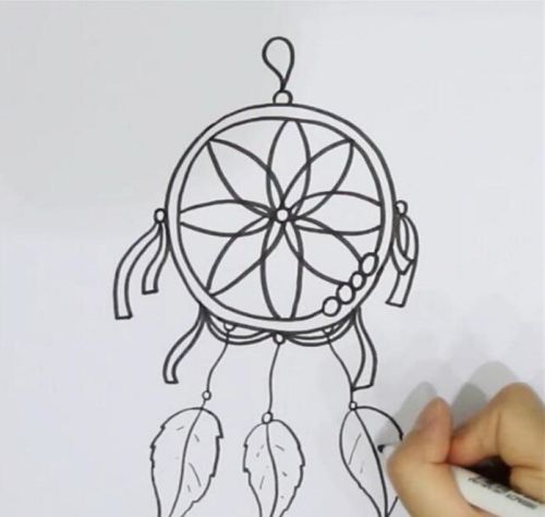 简单捕梦网简笔画怎么画 彩色捕梦网简笔画步骤教程