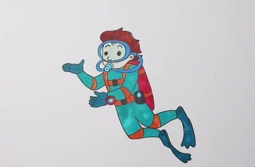 彩色潜水员简笔画教程  卡通潜水员简笔画怎么画
