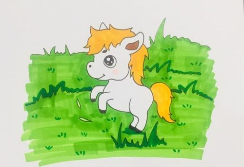 简单可爱小马简笔画怎么画 彩色小马简笔画教程