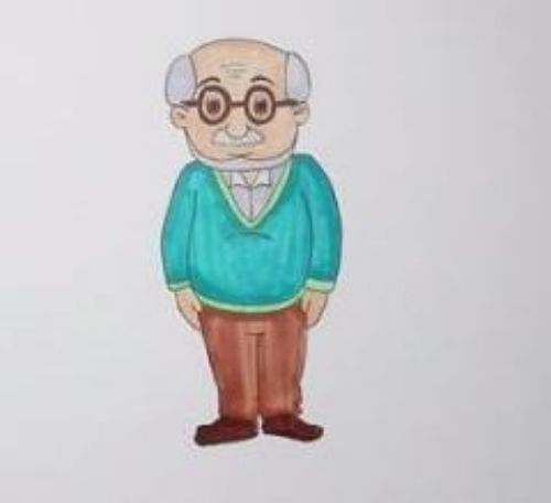 彩色老年人简笔画步骤 人物老年人简笔画怎么画