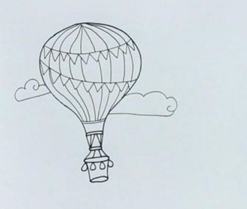 热气球简笔画儿童画步骤图教程 彩色热气球简笔画怎么画