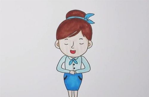 彩色卡通空姐简笔画步骤 漂亮空姐简笔画怎么画