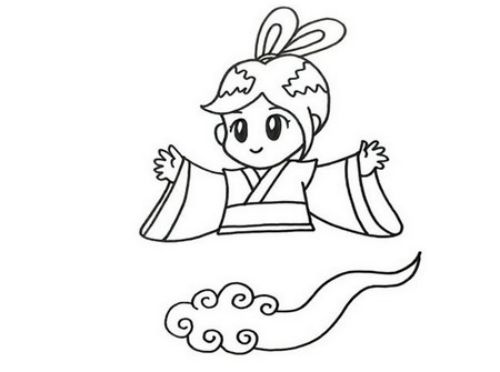 Q版玉兔嫦娥简笔画绘画方法 可爱卡通版嫦娥简笔画怎么画