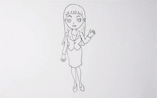 卡通美女白领简笔画步骤 彩色白领简笔画怎么画