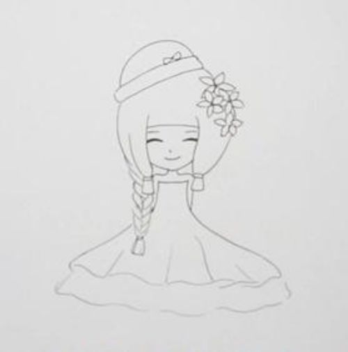 可爱小姑娘简笔画怎么画 穿裙子小姑娘简笔画步骤