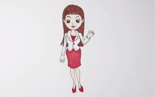 卡通美女白领简笔画步骤 彩色白领简笔画怎么画