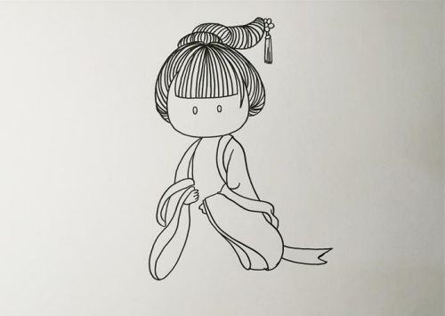 超简单古装美女简笔画怎么画 全身古装美女简笔画教程