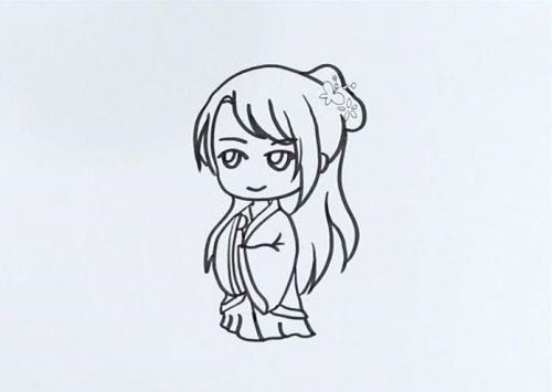 带颜色汉服女孩简笔画怎么画 简单又漂亮汉服女孩简笔画步骤