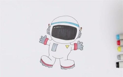 带涂颜色太空人简笔画怎么画 彩色宇航员简笔画教程