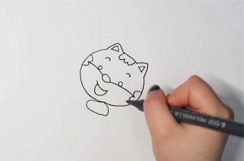 情景图小猫钓鱼简笔画怎么画 彩色小猫钓鱼简笔画步骤