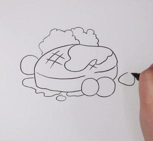 美味的牛排简笔画怎么画 牛排简笔画图片彩色画法