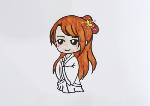 带颜色汉服女孩简笔画怎么画 简单又漂亮汉服女孩简笔画步骤