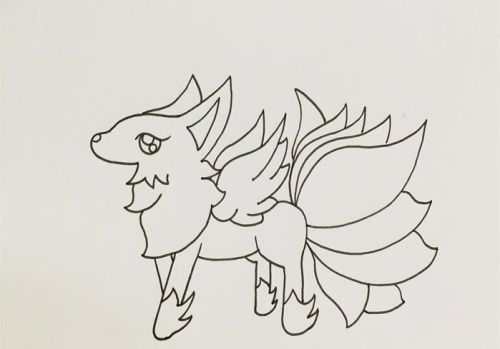卡通人物九尾狐简笔画画法 古风q版九尾狐简笔画怎么画