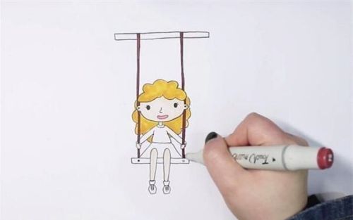 小女孩荡秋千简笔画怎么画 儿童荡秋千简笔画教程