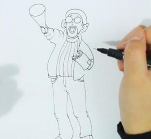 卡通人物导演简笔画怎么画 彩色导演简笔画步骤图