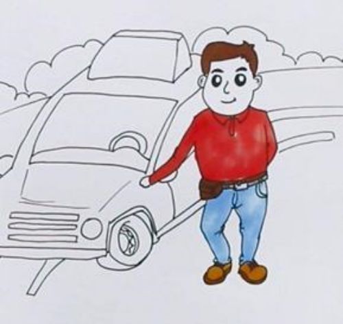 卡通带颜色出租车简笔画怎么画 出租车简笔画儿童画绘画教程