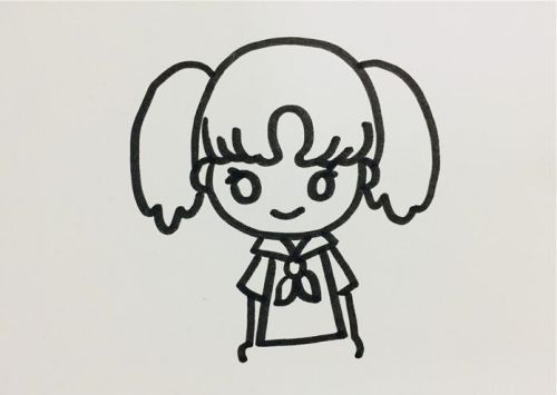 正面全身马尾辫女孩简笔画教程 q版马尾辫女孩简笔画怎么画