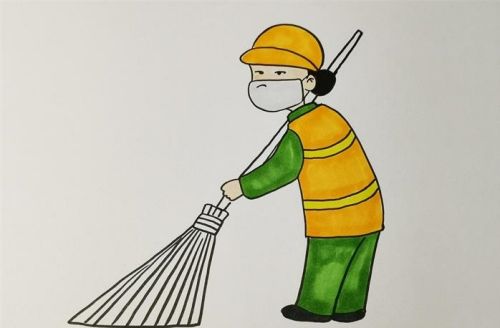 简单又漂亮环卫工人简笔画画法 彩色环卫工人简笔画怎么画