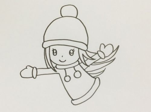 冬奥会滑冰简笔画怎么画 可爱小女孩冬滑冰简笔画步骤图解