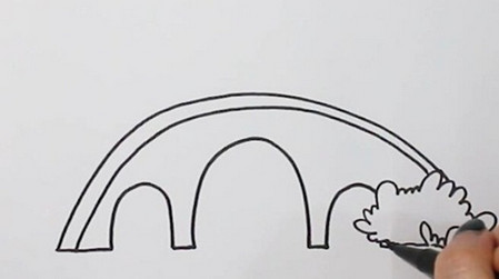 小河流水小桥简笔画怎么画 乡间立体小桥简笔画步骤画法