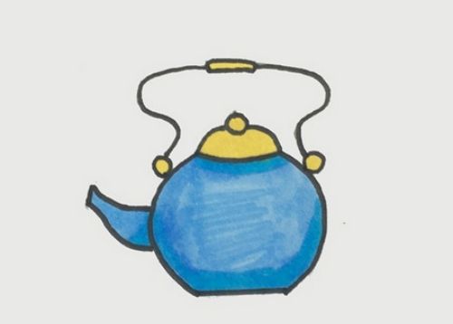 彩色立体茶壶简笔画怎么画 可爱茶壶简笔画绘画教学