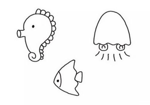 鱼类海底世界简笔画教学画法 主题画海底世界简笔画怎么画